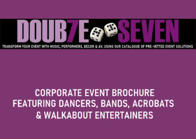Corporate Event Brochure Featuring Dancers, Bands, Acrobats & Walkabout Entertainers